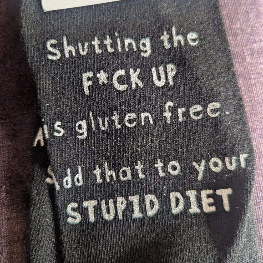 Black‎ Novelty Socks shutting the f up is gluten free NWT